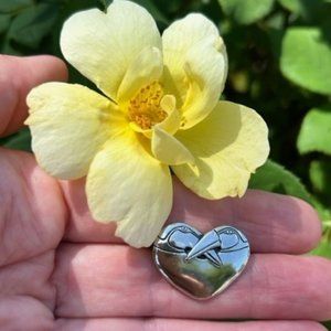 ❤️❤️ LAUREL BURCH Silver Double Bird Heart PIN